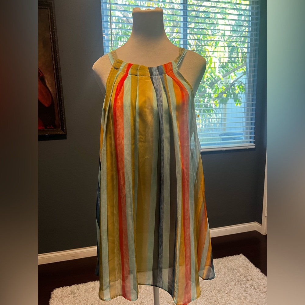 Sheer multi colour print dress. Comes fully lined. Perfect for summer. N…